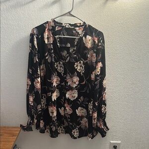 Floral Black Blouse